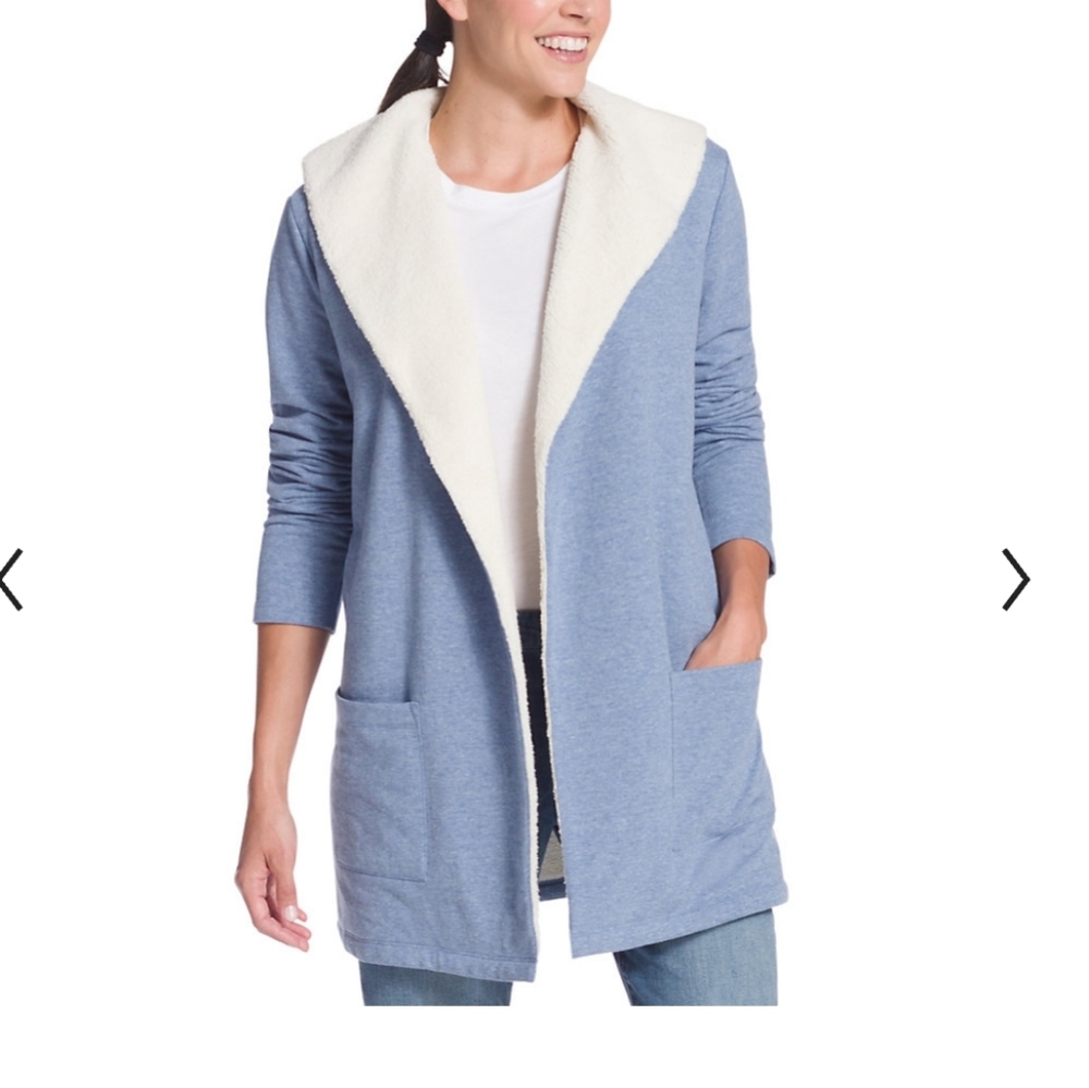 NWT Eddie Bauer sherpa lined open cardigan sz L
